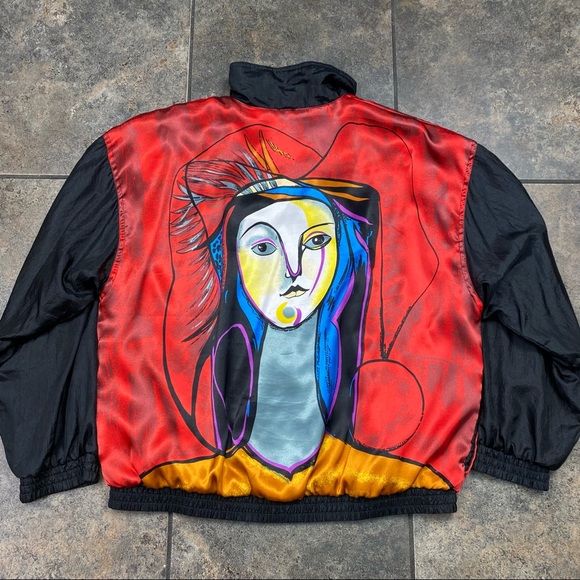 Women’s VTG 90’s Julia Michael Full Zip Picasso Style Bomber Jacket Size Medium - Picture 4 of 5